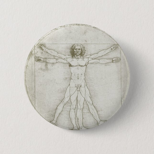 Leonardo da Vinci's Vitruvian Man Pinback Button (Front)