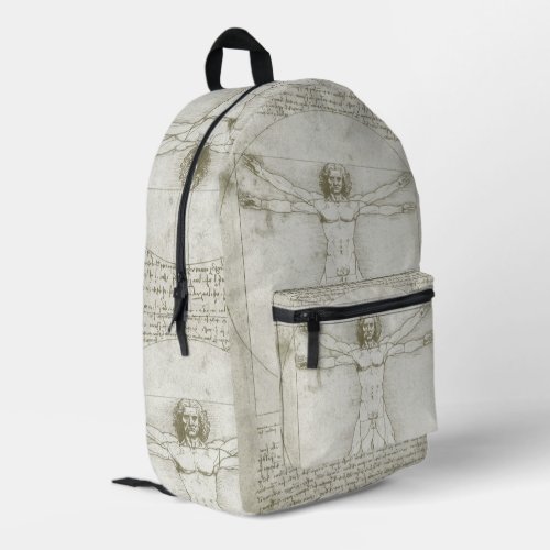 Leonardo da Vincis Vitruvian Man Printed Backpack
