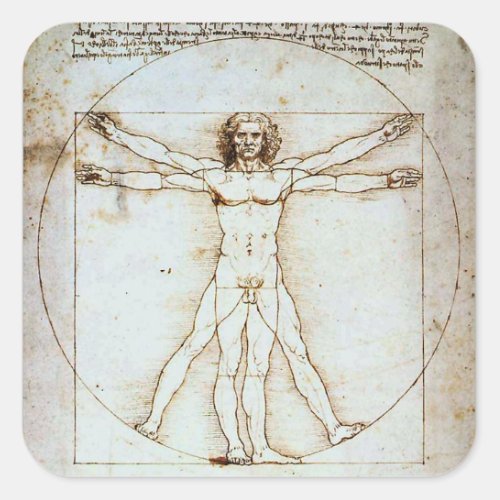 Leonardo da Vincis Vitruvian Man Square Sticker
