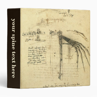 Leonardo da Vinci's Wing on Flying Machine Sketch 3 Ring Binder