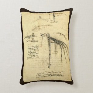 Leonardo da Vinci's Wing on Flying Machine Sketch Accent Pillow