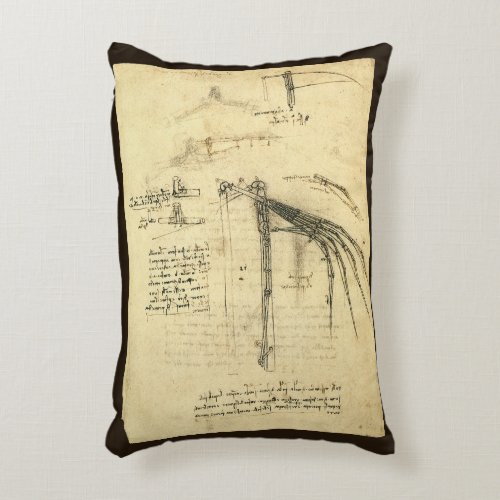 Leonardo da Vincis Wing on Flying Machine Sketch Accent Pillow