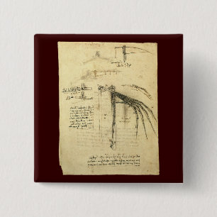 Leonardo da Vinci's Wing on Flying Machine Sketch Button