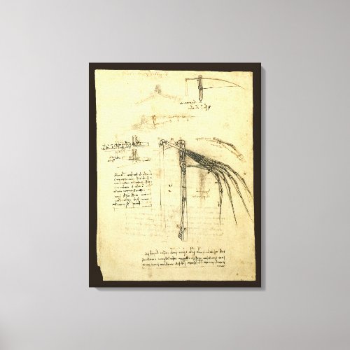 Leonardo da Vincis Wing on Flying Machine Sketch Canvas Print