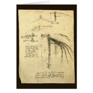 Leonardo da Vinci's Wing on Flying Machine Sketch Cards