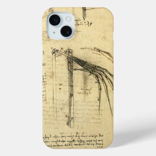 Leonardo da Vincis Wing on Flying Machine Sketch iPhone 15 Plus Case