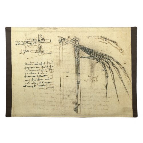 Leonardo da Vincis Wing on Flying Machine Sketch Cloth Placemat