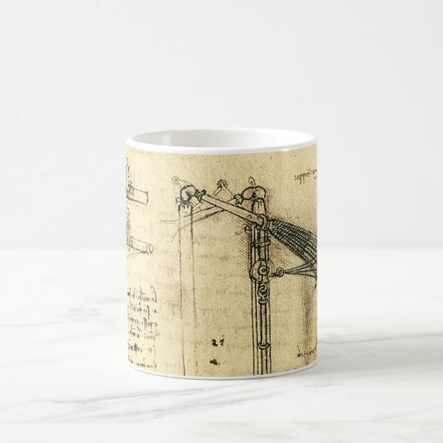 Leonardo da Vinci's Wing on Flying Machine Sketch Coffee Mug (Center)
