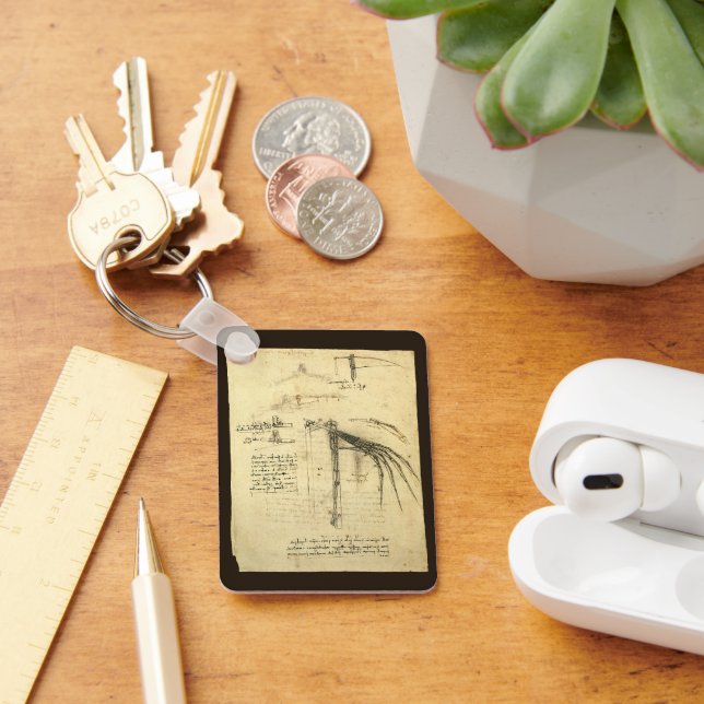 Leonardo da Vinci's Wing on Flying Machine Sketch Keychain (Desk)