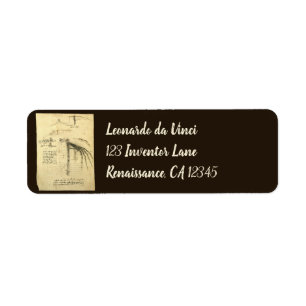 Leonardo da Vinci's Wing on Flying Machine Sketch Label