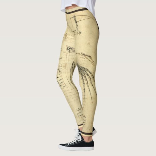 Leonardo da Vincis Wing on Flying Machine Sketch Leggings