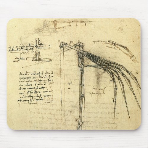 Leonardo da Vincis Wing on Flying Machine Sketch Mouse Pad
