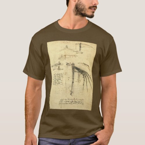 Leonardo da Vincis Wing on Flying Machine Sketch T_Shirt