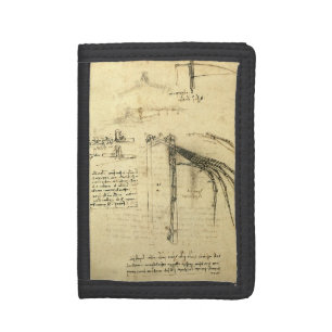 Leonardo da Vinci's Wing on Flying Machine Sketch Tri-fold Wallet