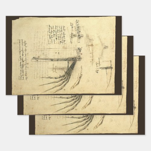Leonardo da Vincis Wing on Flying Machine Sketch Wrapping Paper Sheets
