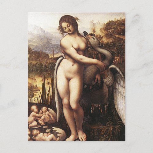 Leonardo DaVinci _ Leda and the Swan Postcard