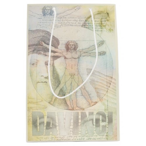 Leonardo DaVinci Vitruvian Man Collage Medium Gift Bag