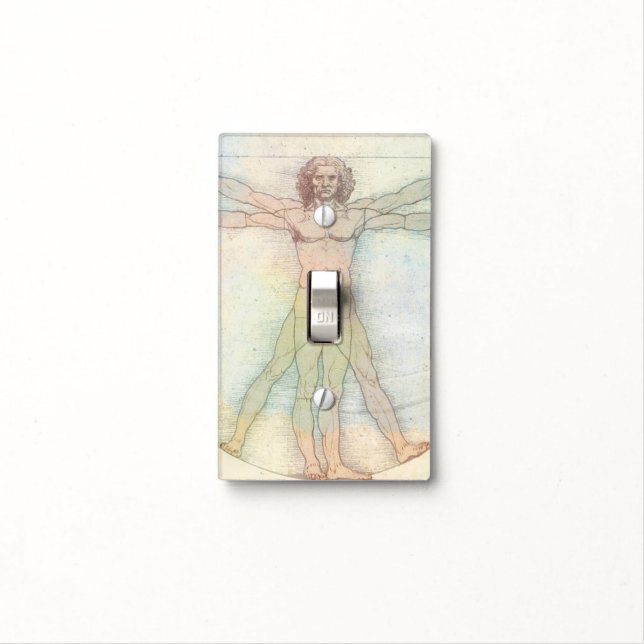 Leonardo DaVinci Vitruvian Man Light Switch Cover (In Situ)