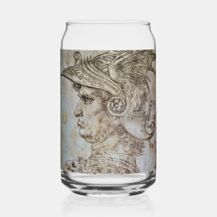 Leonardo’s Helmeted Warrior Beer Can Glass