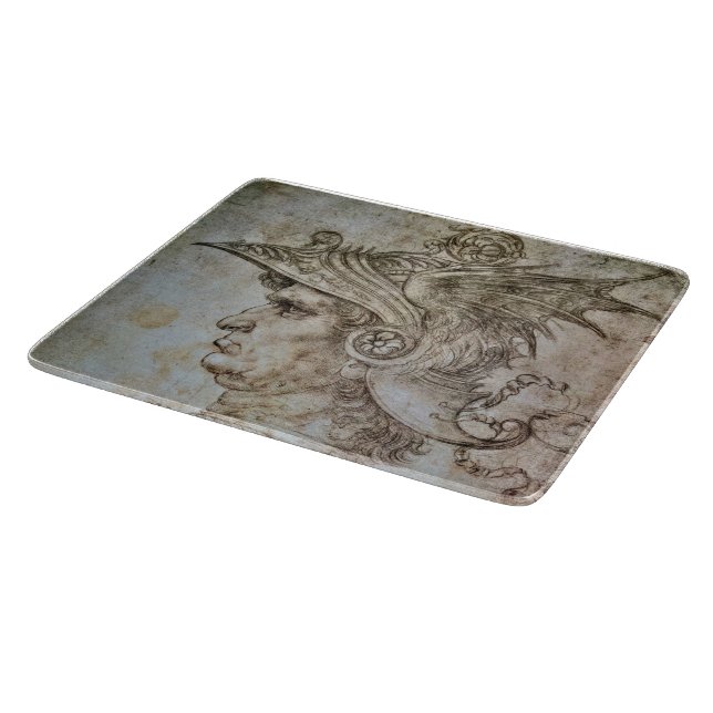 Leonardo’s Helmeted Warrior  Cutting Board (Corner)