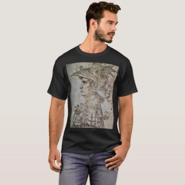 Leonardo’s Helmeted Warrior  T-Shirt (Da Vinci’s Ancient Warrior Sketch Graphic T-Shirt  100%  cotton unisex standard fit. 

 
)