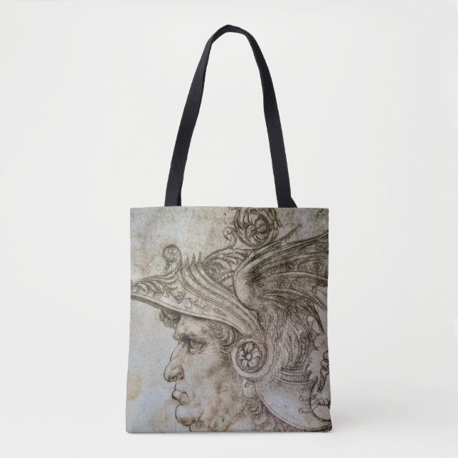 Leonardo’s Helmeted Warrior Tote Bag (Front)