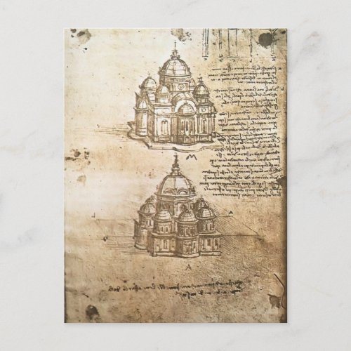 Leonardo Vinci_ Studies of central plan buildings Postcard