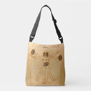Leonardo Vitruvian Man As American Football Player Crossbody Bag