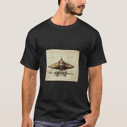 Leonardos Spaceship Basic Dark  T_Shirt