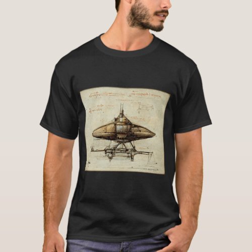 Leonardos Spaceship Basic Dark T_Shirt 