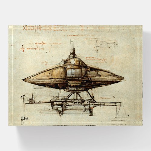 Leonardos Spaceship Rectangle Paperweight 