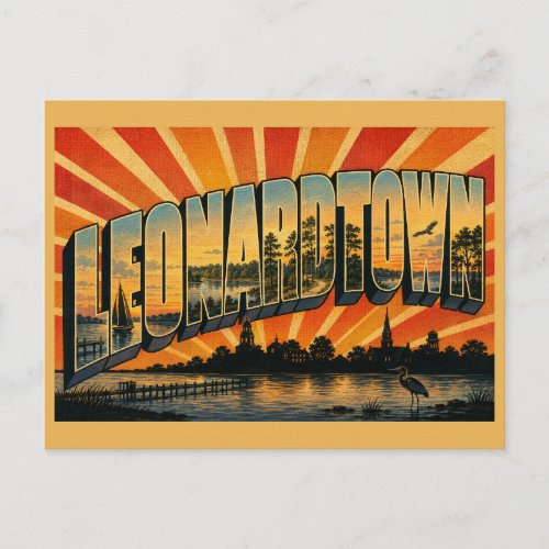 Leonardtown Maryland Breton Bay Lake Forest Art Postcard