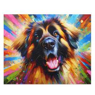 Leonberger Acrylic Art: Golden with Black Tips Leo Jigsaw Puzzle