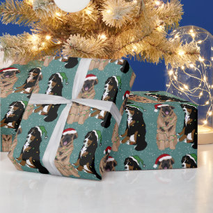 Leonberger and Bernese Mountain Dog Christmas Wrapping Paper