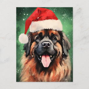 Leonberger Christmas brush painting artwork Postcard
