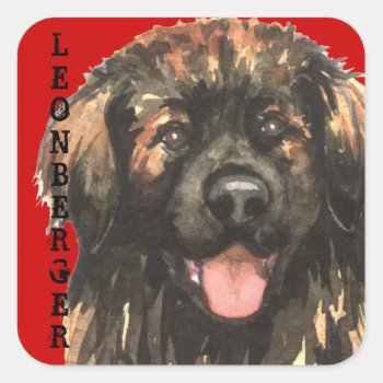 Leonberger Color Block Square Sticker by DogsInk at Zazzle