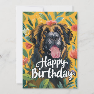 Leonberger Dog Birthday Holiday Card