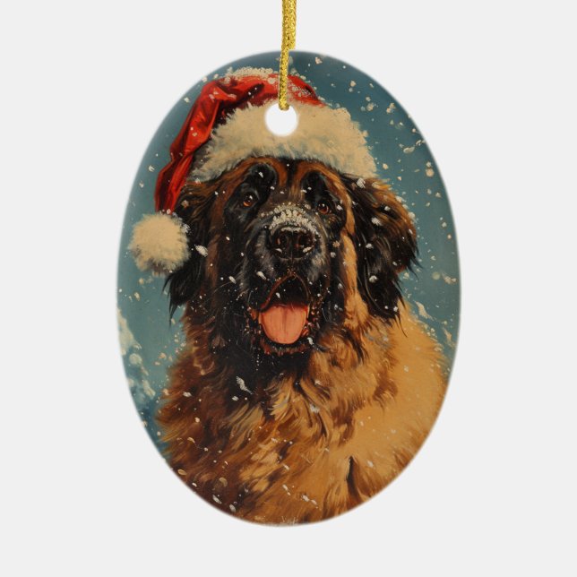Leonberger dog christmas ceramic ornament (Front)