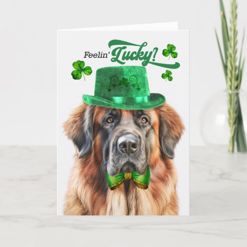 Leonberger Dog Feelin Lucky St Patricks Day Holiday Card