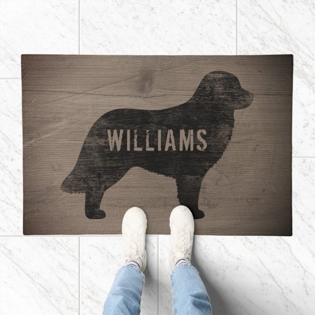 Leonberger Dog Silhouette Weathered Personalized Doormat (Indoor)