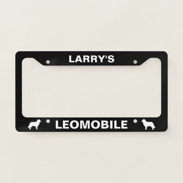 Leonberger Dog Silhouettes Leomobile Custom License Plate Frame (Front)