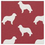 Leonberger Dog Silhouettes Red and White Patterned Fabric