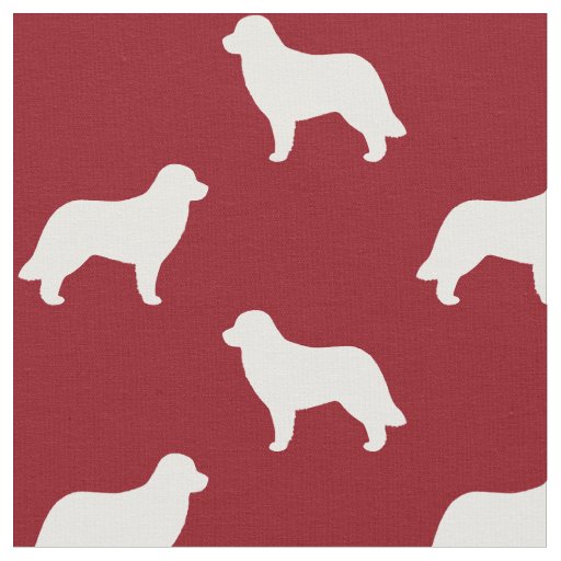 Leonberger Dog Silhouettes Red and White Patterned Fabric