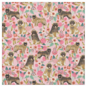 leonberger dog vintage florals pink fabric