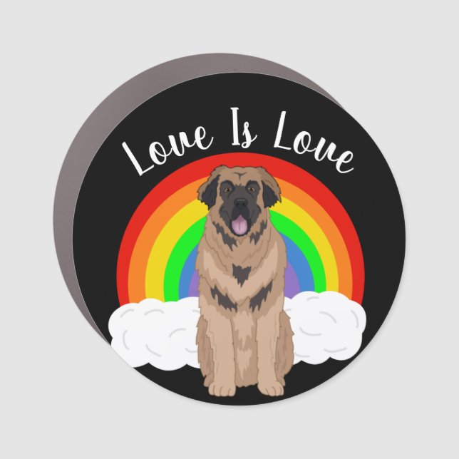 Leonberger Gay Pride Rainbow Car Magnet (Front)