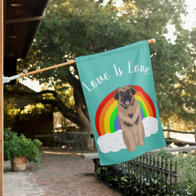 Leonberger Gay Pride Rainbow House Flag (In SItu)