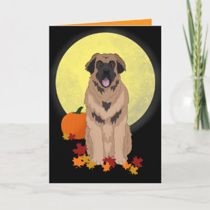 Leonberger Halloween Autumn Card