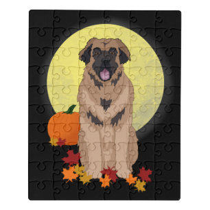 Leonberger Halloween Autumn Jigsaw Puzzle