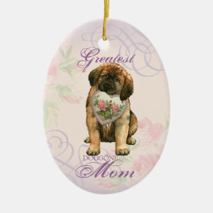 Leonberger Heart Mom Ceramic Ornament