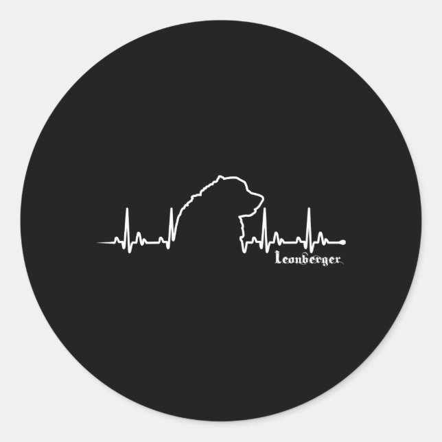 Leonberger Heartbeat Classic Round Sticker (Front)